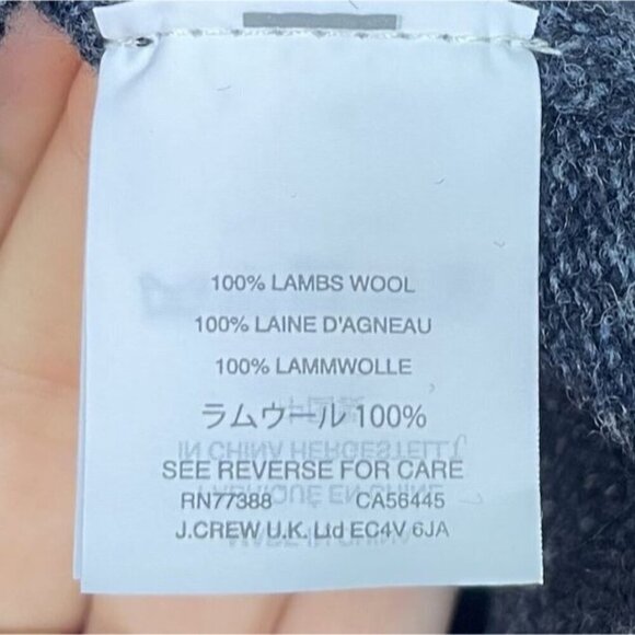 J.Crew SzL Navy Blue Shawl Collar Lambs Wool Button Pullover Sweater - Picture 8 of 9